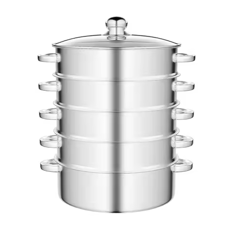 Multiple Use 5-tier Food-grade Stainless Steel Steamer for Steaming and Cooking on Various Stoves