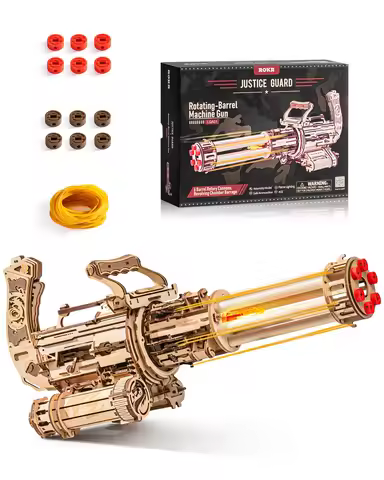 Robotime 3D Puzzle Model Kits Rotating-Barrel Machine LQA01 Flame lighting effects rubber band launc