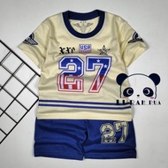 Stelan Baju Ank/Kaos Anak Laki Dan Perempuan/Baju Kaos Stelan/MJR 27 Trendy Krem Lengan Pendek