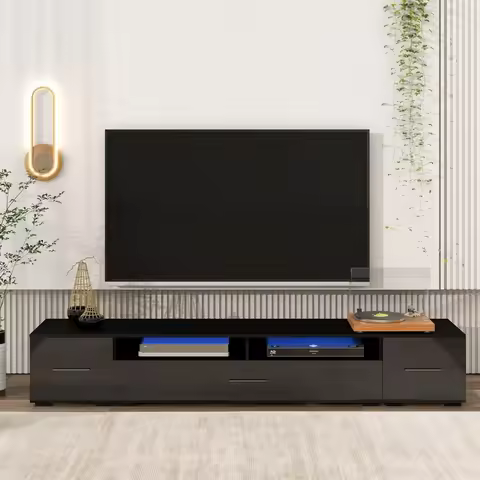 LED Stand TV 85 Inch Black LED TV Stand For 90 85 80 75 70 Inch TV, LED TV Stand For Living Room LED