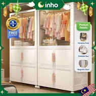 INHO L65/75cm Adult Double Open Doors Multipurpose Moveable Foldable Wardrobe Storage Cabinet