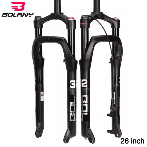 BOLANY Snow Bike Fork 20/26" Magnesium Alloy Air Fork 120mm Travel Shock Suspension 4.0 Fat Tire For