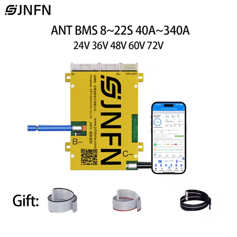 JNFN ANT BMS 8S 16S 20S 22S 24V 36V 48V 40A-340A Lifepo4 Li-ion LTO Smart BMS 18650 21700 with Bluet