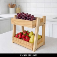 RMB2L 25X15X25 2-Level Pine Wood Spice Table Rack Aesthetic Functional Interior Accessories Storage