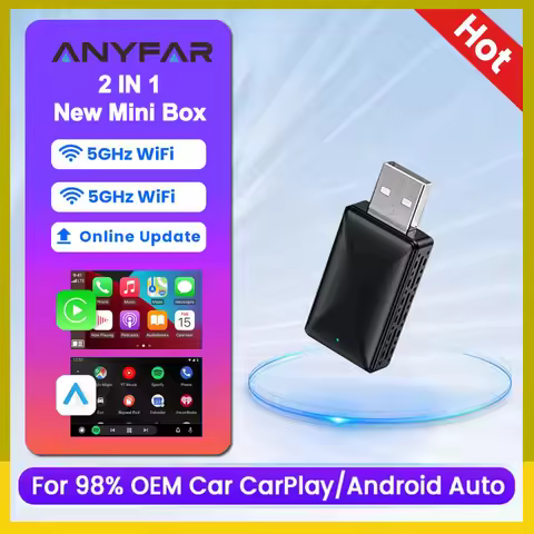 NEW 2in1 Wireless CarPlay AI Mini Android Auto Box Plug&Play Automatic Connection Compatible with 99