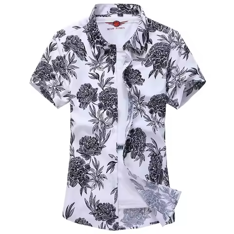 Summer Mens Hawaiian Shirt, Printed Short Sleeve Asian Size Hawaii Rose Flower Beach Floral Patterns