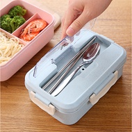 3-layer barley rice box, comes with convenient stainless steel chopsticks and spoon xoilac