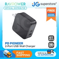RAVPower USB-C 61W PD 3.0 2-Port USB Wall Charger for Smartphones & Laptops | RP-PC105