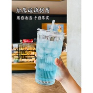 Cốc thủy tinh FREESHIP ly uống nước dung tích 550ml có nắp đậy tặng kèm ống hút