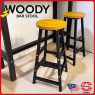 Cassa WOODY Bar Chair Stool Bar Table Dining Set with Sturdy and Strong Metal Frame - Cherry+Black/White