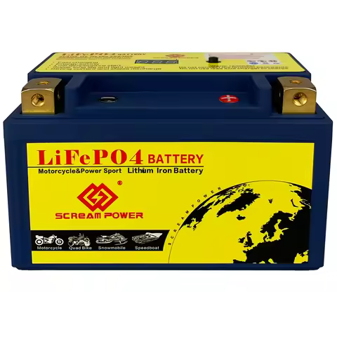 SCR10S Motorcycle Starting Battery 6Ah 420CCA LiFePO4 Battery For Scooter ATVs UTVs Replace YTZ10S Y