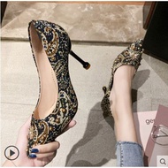 【6cm / 8cm】 Nyonya Beaded Shoe Wedding Heels Antique Women Heel
