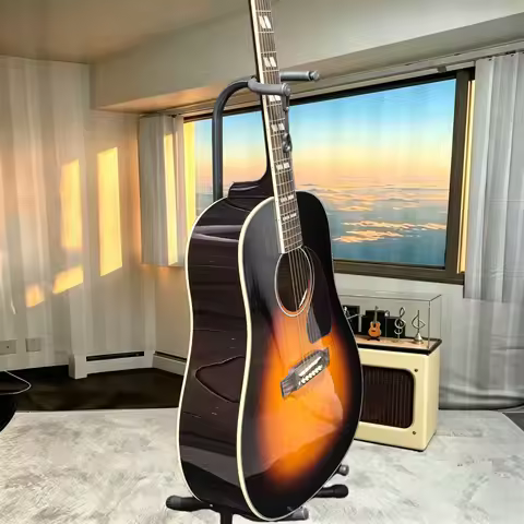 41 Inch J45 Dreadnought Sunburst Acoustic Folk Guitar, Spruce Top Mahogany Back & Sides, Vintage Sin