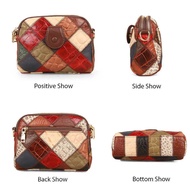 Cobbler Legend Women's Double Zipper Sling Bag Genuine Leather Durable