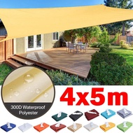 4m x 5m Large Waterproof Sun Sails Outdoor Camping UV Block Sun Shade Net 300D Waterproof Polyester 