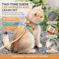 Reflective Vest Style Cat Harness Leash Suede Anti Escape Kitten Walking Harness with Magic Tape & S