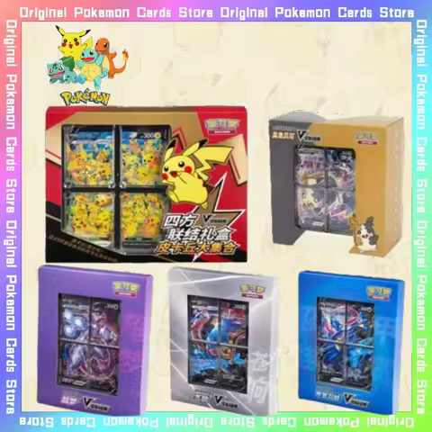 Genuine Original Pokemon PTCG Pikachu Morpeko Zacian Mewtwo V-UNION Gift Box Trading Anime Simplifie