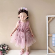 1-3 Year Old Summer Baby Sleeveless Flower Dress, Mesh Fluffy Girl Dress, Baby Dress