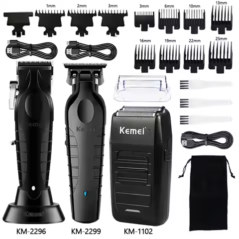 Kemei Men's Hair Clipper KM-2296 KM-2299 KM-1102 Trimmer Kemei Usb Rechargeable Cordless Electric Bo