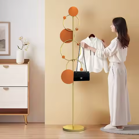 Vertical Boutique Clothes Racks Display Glod Japandi Design Clothing Rack Bedroom Apartments Percher