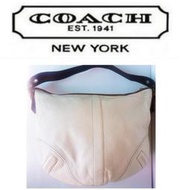 COACH 經典 皮革 手提包 肩背包 側背包 米白色 名牌精品包真品$249 1元起標 有LV(已售勿標)