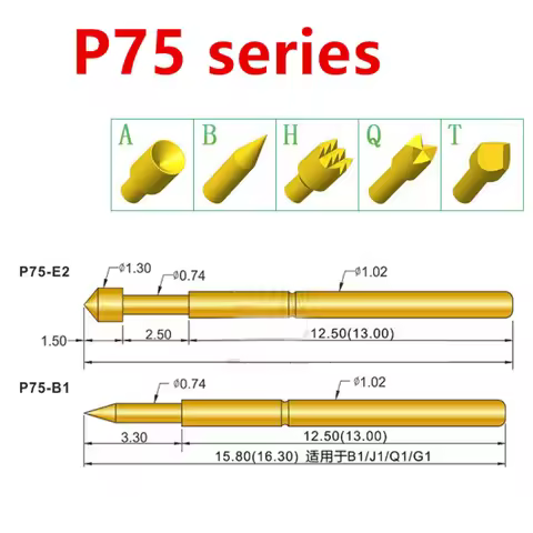 100PCS Spring Test Pin P75-A2 B1 E2 E3 D2 J1 Q1 Q2 H2 LM2 T2 Outer Diameter 1.02mm Length 16.5mm PCB
