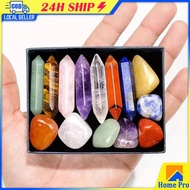 7 Chakra Reiki Healing Crystal Wands 6 Faceted Crystals Irregular Gemstone Natural Stones Box