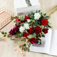 Red Vintage Artificial Silk Rose Bushes ,Roses Artificial Feather  Bouquet Flower bx Cadbury Roses