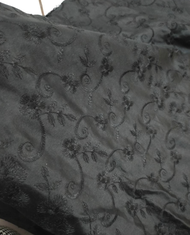 0.5 meter (1/2m) Kain SATIN VELVET BORDIR MILO & HITAM untuk mukena