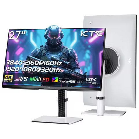KTC 27 Inch 4K MiniLED Gaming Monitor, UHD 3840x2160 Dual Mode (4K 160Hz/FHD 320Hz), HDR 1400, Fast 