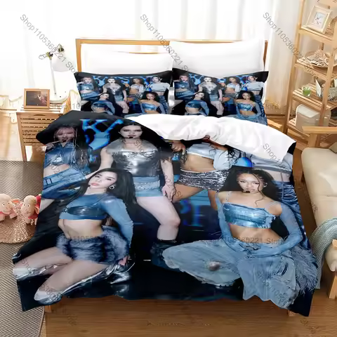 Cool Bold Trendy Six-Member Global Girl Graphic KATSEYE Beautiful Chaos Album Cover Bedding Set Duve