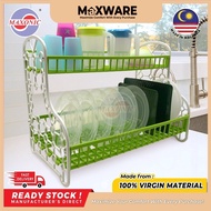 Maxware Double Layer Dish Rack Dish Drainer With Rack Rak Pinggan Plate Bowl Drying Rack Cutlery Hol
