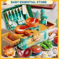LOCAL 51PCS Kids Kitchen Pretend Play Toys Vegetable Fruits Cutting Cookware Kitchenware Toy Set Coo