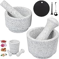 SIPARUI Mortar and Pestle Set,Double Sided Grinding for 4-Cup Capacity,Large Granite Mortar and Pestle for Families Together,Stacking Can Add to Kitchen DéCor,Grinding Multiple Ingredients.