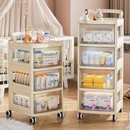 ST-🚤Trolley Baby Products Storage Rack Floor Movable Baby Toy Bottle Locker Drawer Storage Rack JXYJ