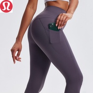 2023 New Style No Embarrassing Line Yoga Trousers High Waist Side Pockets lululemon Nude Fitness Yoga Pants Women
