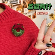 Christmas Cute Mini Wreath Brooch Pendant Small Chanel Style Versatile Spring Summer Accessories Gir