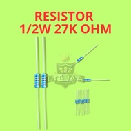 MERAH UNGU Resistor 1/2W 27K Ohm – Color Code Red Purple Orange Gold