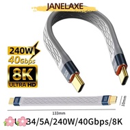 JANELAXE932JN Flexible USB4.0 Cable, PD 240W 40Gbps USB C to Type C Cord, Professional Short Fast Ch
