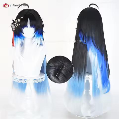 WUWA Yangyang Xuanling‌ Cosplay Wig 95cm Black Blue Mixed Wigs For Woman Anime Cosplay Heat Resistan