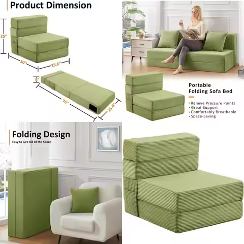 4-in-1 Folding Sofa Bed with Memory Foam - Convertible Sleeper Chair for Living & Bedroom Spaces in 