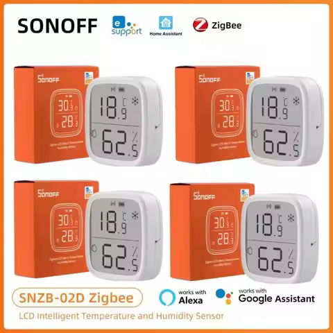 SONOFF SNZB 02D Zigbee Temperature Humidity Sensor SNZB-02D LCD Remote Real-time Monitoring Alexa Go