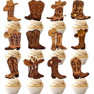 24 PCS Western Cowboy Boots Cupcake Toppers, Western Cowboy Boots Birthday Party Decorations Cowboy 