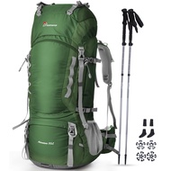 MOUNTAINTOP 80L Internal Frame Hiking Backpack with Trekking Poles