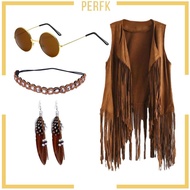 [Perfk] Hippie Costumes Clothes Disco Outfits Ladies Boho for Women Girls 60S 70S Costume for Party 