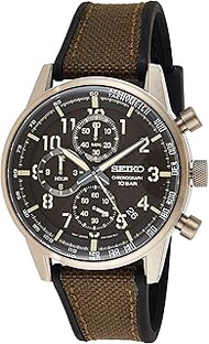 Men's Chronograph/Essentials Stainless Steel Japanese Quartz With Silicone Strap, Brown (Model: SSB371), Brown with pattern, Seiko Men's Chronograph/Essentials Stainless Steel Japanese Quartz