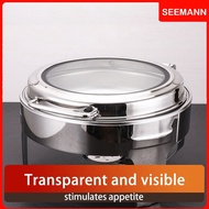 Round Chafing Dish Buffet Set, 6.8Quart Chaffing Servers with Glass Lid Chafers Buffet Food Warmer
