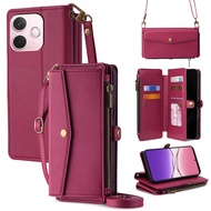 OPPO A5 Pro 2025/A5X Wallet Leather Flip Cover with 2 Straps, Card Slots, for CPH2727/CPH2735/CPH271