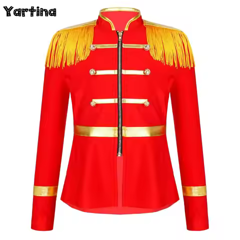 Girls Boys Circus Ringmaster Cosplay Outfits Drum Majorette Costumes Front Zipper Tassel Honor Guard
