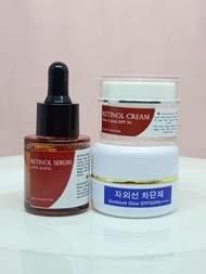 PAKET RETINOL DAY 3 IN 1  Flek Hitam Membandel ( Serum Retinol Retinol Day Cream Sunblock Korea )